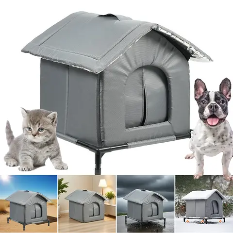 Nuova casa per gatti all'aperto Grotta per animali isolata impermeabile con cavalletto Inverno caldo raffreddamento estivo pieghevole per animali randagi feriali