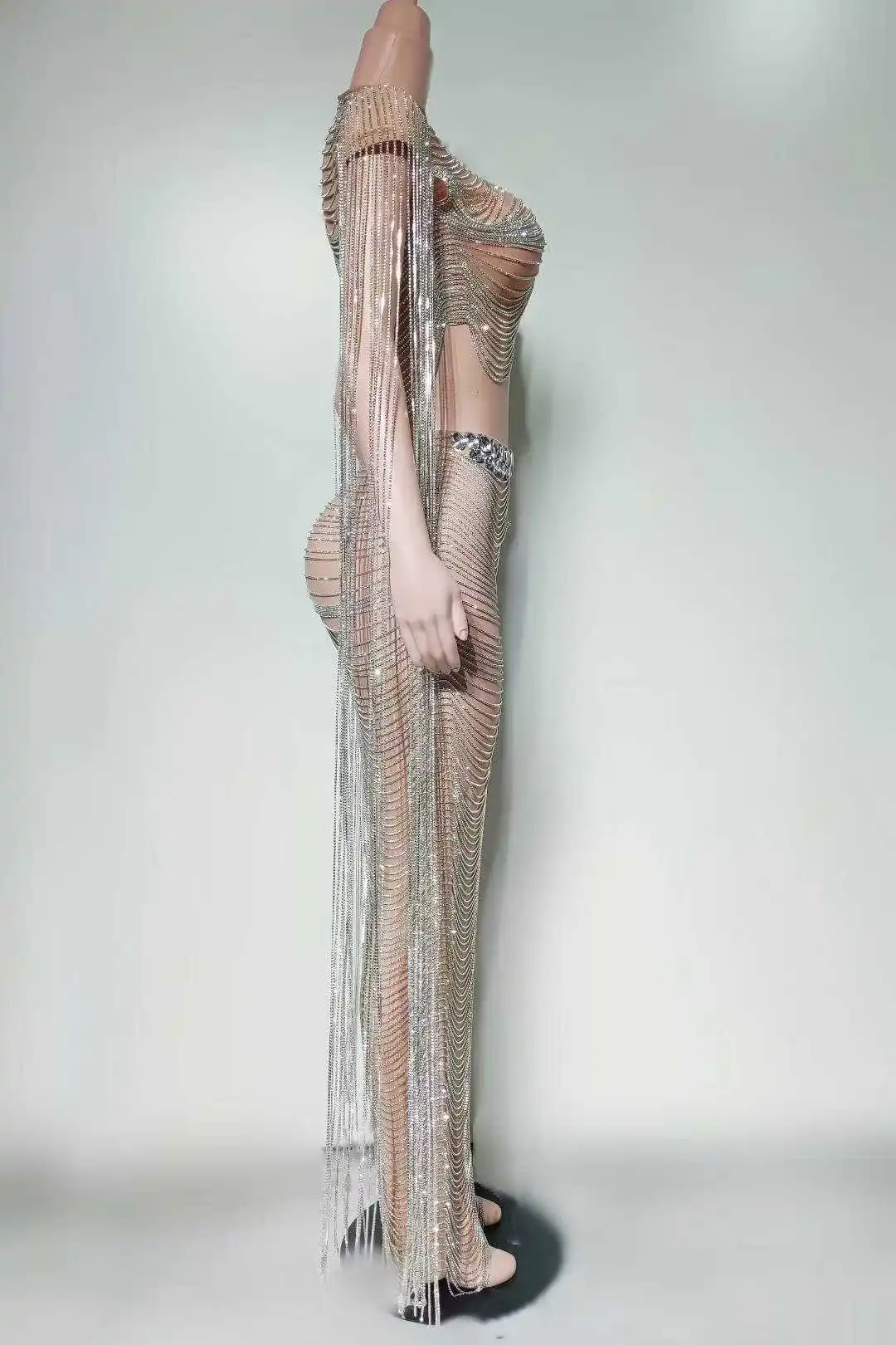 見事な 2 個セットドリルチェーン輝く衣装女性の誕生日イブニングプロムステージ着用