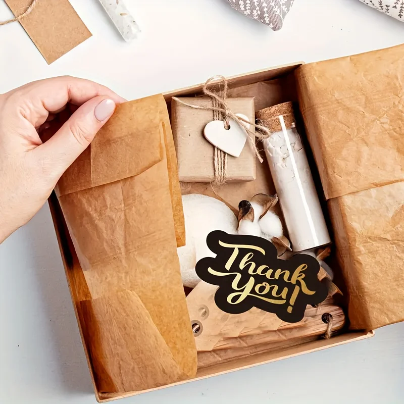 50pcs Black & Golden Thank You Cards, Dual-Sided Printing for Small Business Shop Owners to Express Appreciation