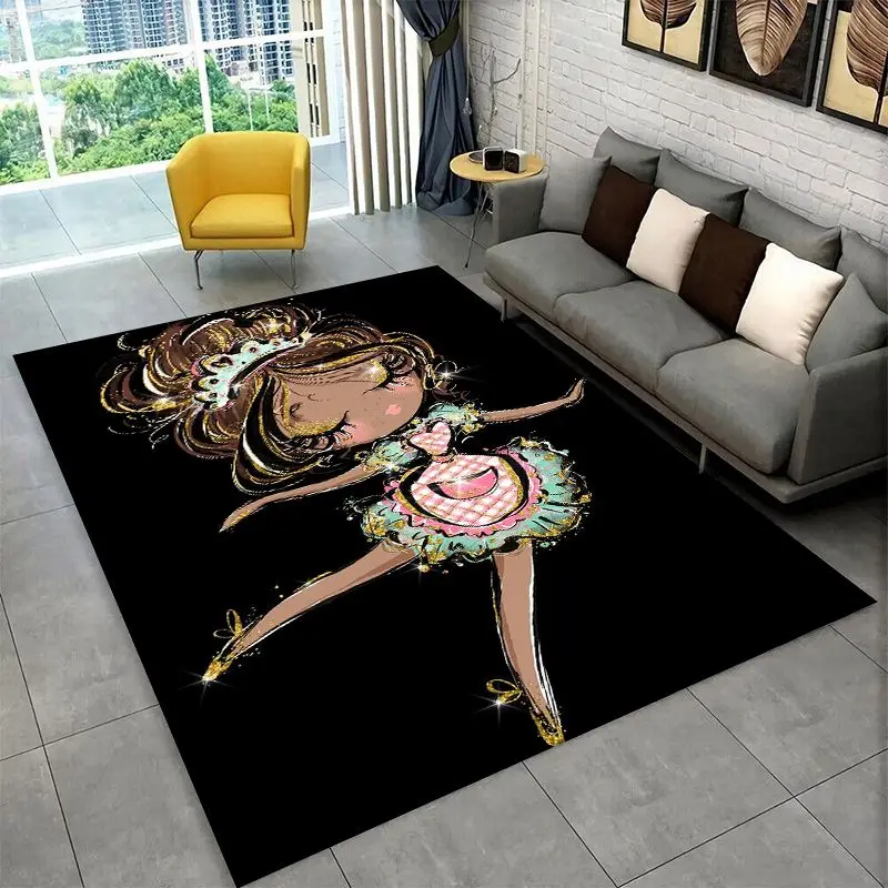 Ballet Girl Cartoon Flower Fairy Large Area Rug Non-slip Carpet for Bedroom Living Room Sofa Doormat Home Decor Floor Mat Gift