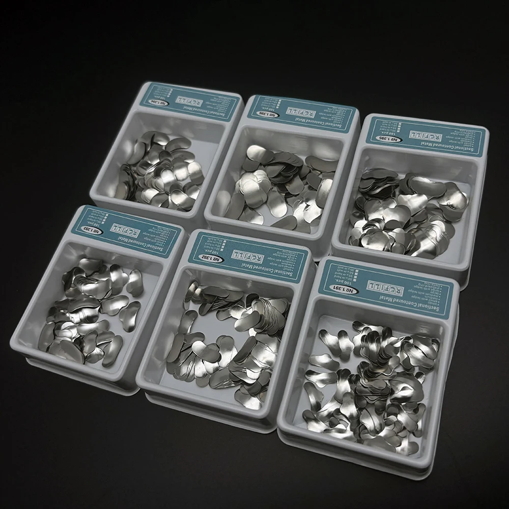 100Pcs Dental Matrix Sectional Contoured Matrices Band Kit Metal Rings Dentistry Matriz Materials Teeth Forming