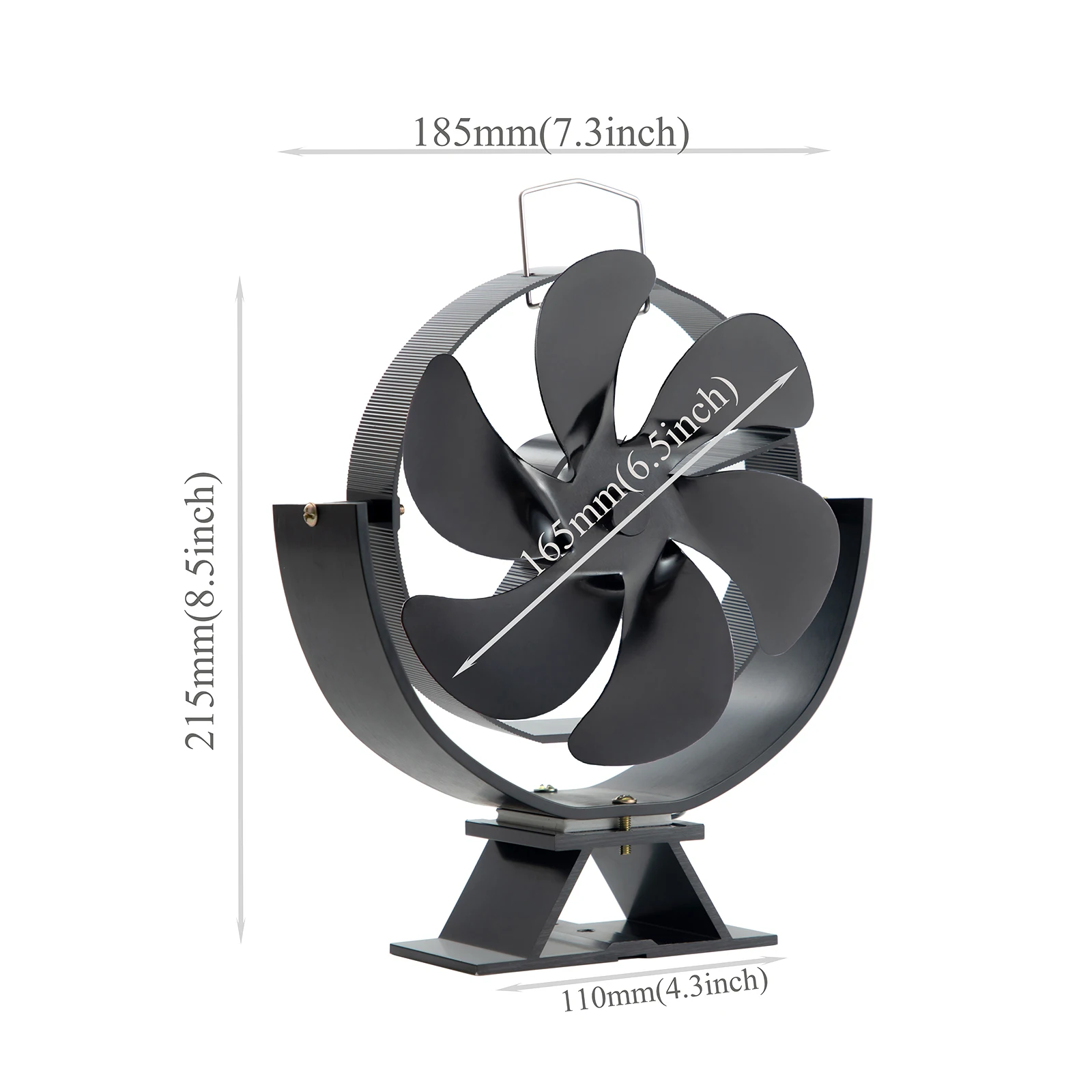 Ventola alimentata a calore ventola per camino a 6 pale silenziosa inferiore a 25db ventola per bruciatore a legna a risparmio energetico materiale in alluminio da corsa silenzioso