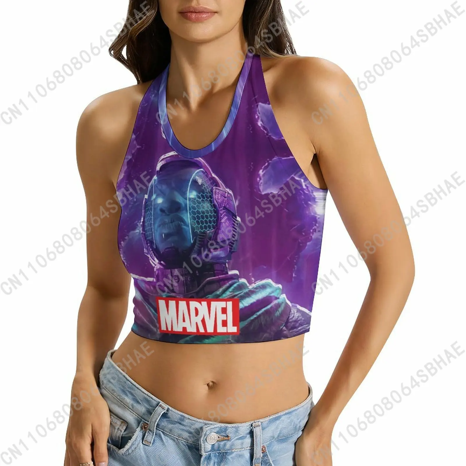

Marvel Kang Custom Photo Women's Halter Top Personalized Picture Tie Back Cami Upload Your Gift Wife Girlfriend Cosplay