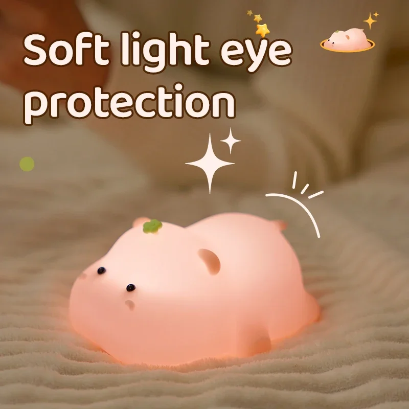 Cute Cartoon Silicone Night Light Bedhead Bedroom Touch Switch LED Light Rechargeable Creative Atmosphere Night Light Decoration