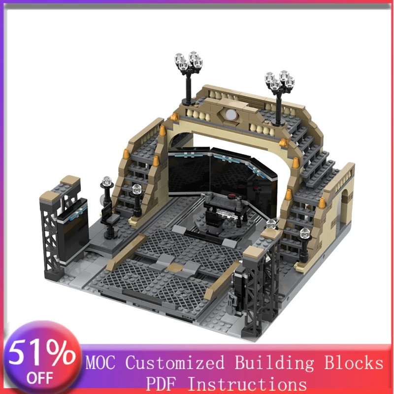 

683 PCS Customize Batcave - Secret Train Terminal MOC Customize Modular Building Block Creative Design DIY Boy Festival Toy Gift