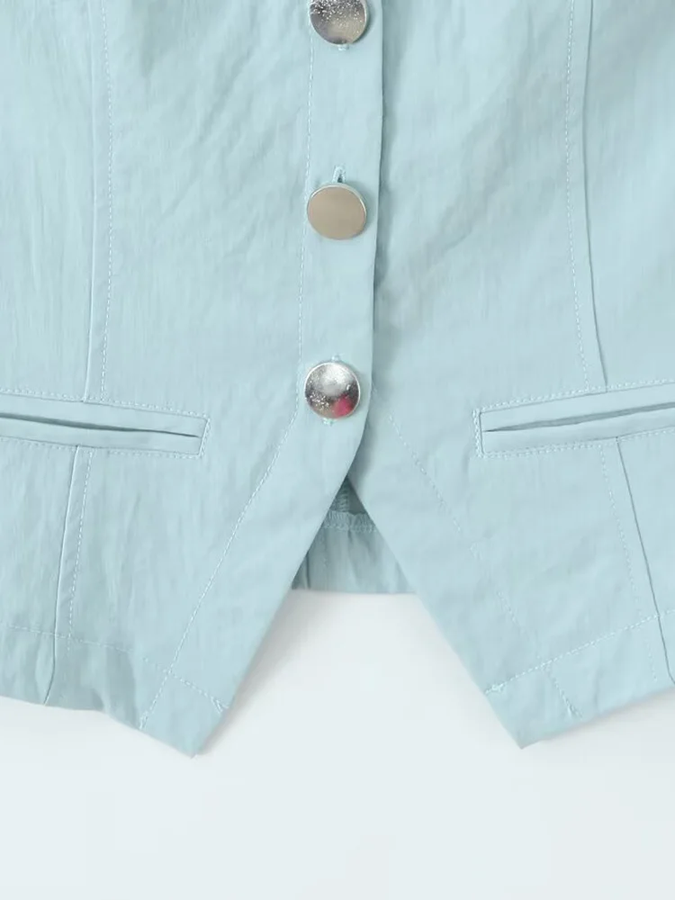 ชุดกระโปรงยาวและเสื้อกั๊กยีนส์สั้นสไตล์ยุโรป แฟชั่นผู้หญิงใหม่ อเนกประสงค์ เรียบง่าย ดูดี