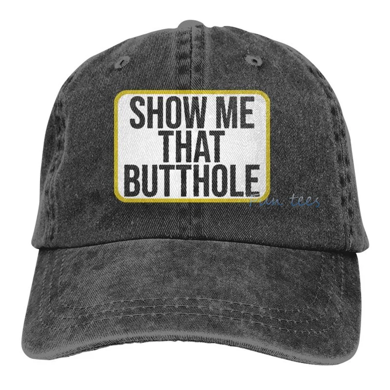 Show Me That Butthole Hat LGBT Rainbow Lesbian LGBT Pride Snapback Trucker Hats Funny Joke Flat Bill Cap White Elephant Gifts