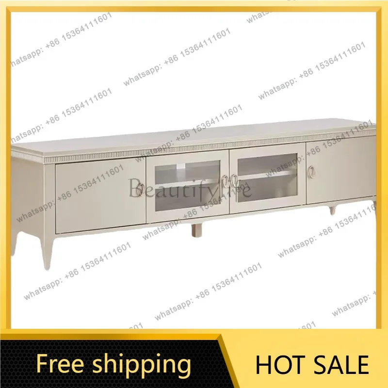 Zj. American light luxury solid wood TV cabinet modern simple living room French retro floor cabinet