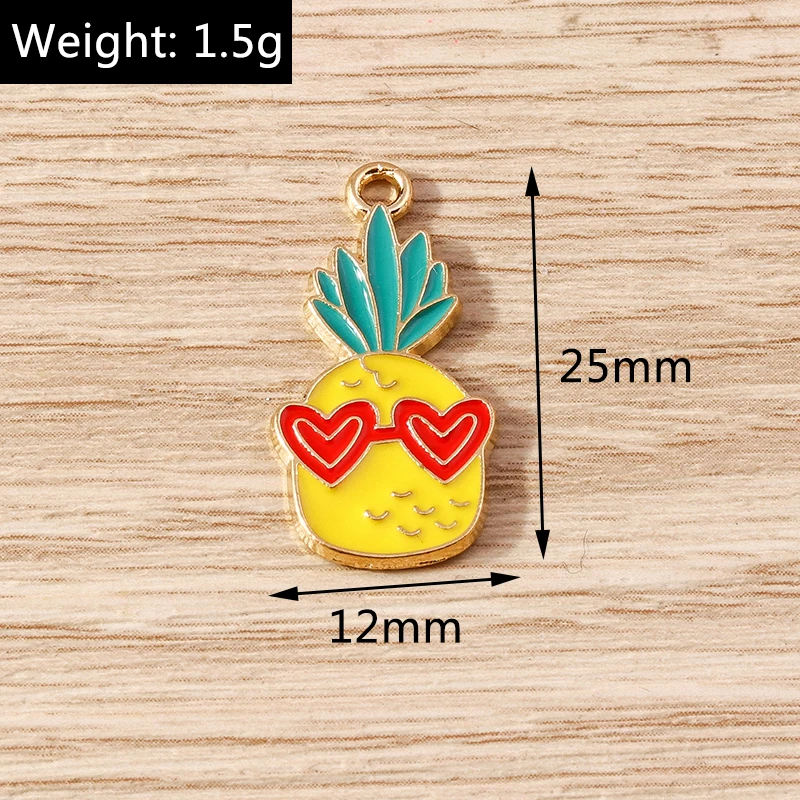 10 Stück niedliche, gemischte Emaille-Anhänger in Form von Orangen und Pilzen zum Basteln von Ohrringen, Halsketten, Armbändern und anderen DIY-Schmuckstücken. – Detail 9