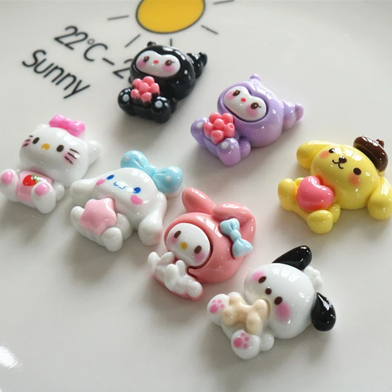 10Pcs New Mini Kawaii Cartoon Animal girl Series Flat Bottom Scrapbook  DIY Jewelry Making Hairwear Accessorie A16