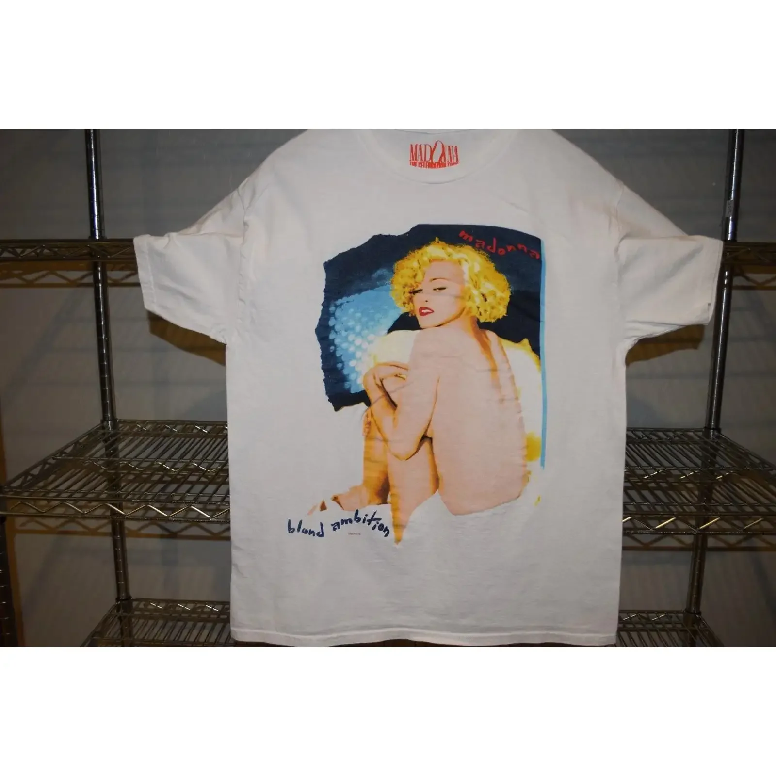 T-shirt MaDonna Blond Ambition pour homme, taille moyenne, vintage, légèrement délavé, mode homme, vêtements de créateur élégants, doux