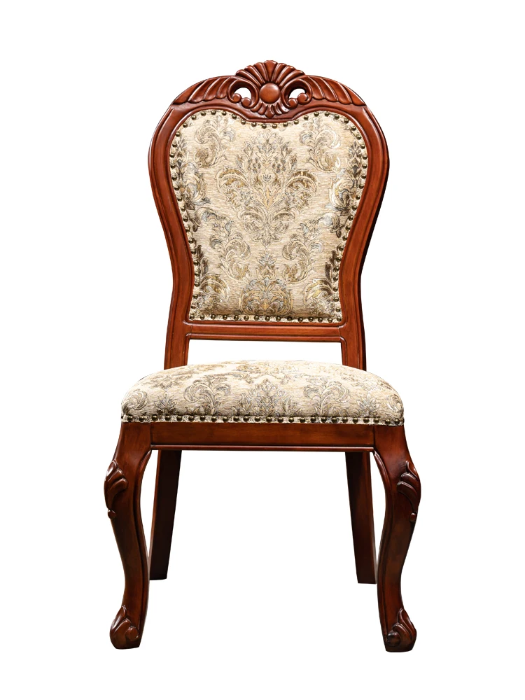 Antique solid wood fabric dining stool | American family study computer leisure chair