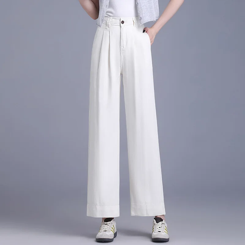 

Casual Straight Pants Women's Small Cropped Pants High Waist Slimming All-Matching Solid Color Walking Pants