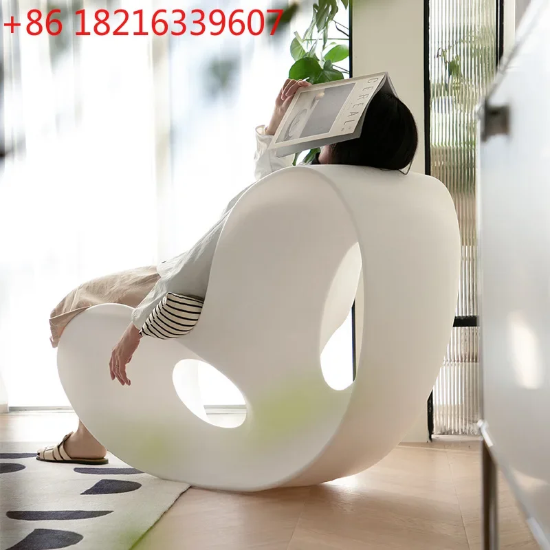 YAO Modern Voido Design Rocking PE Plastic Lounge Chair Rotational-molded Polyethylene Lazy Sofa Chair Ins Post-modern Homestay