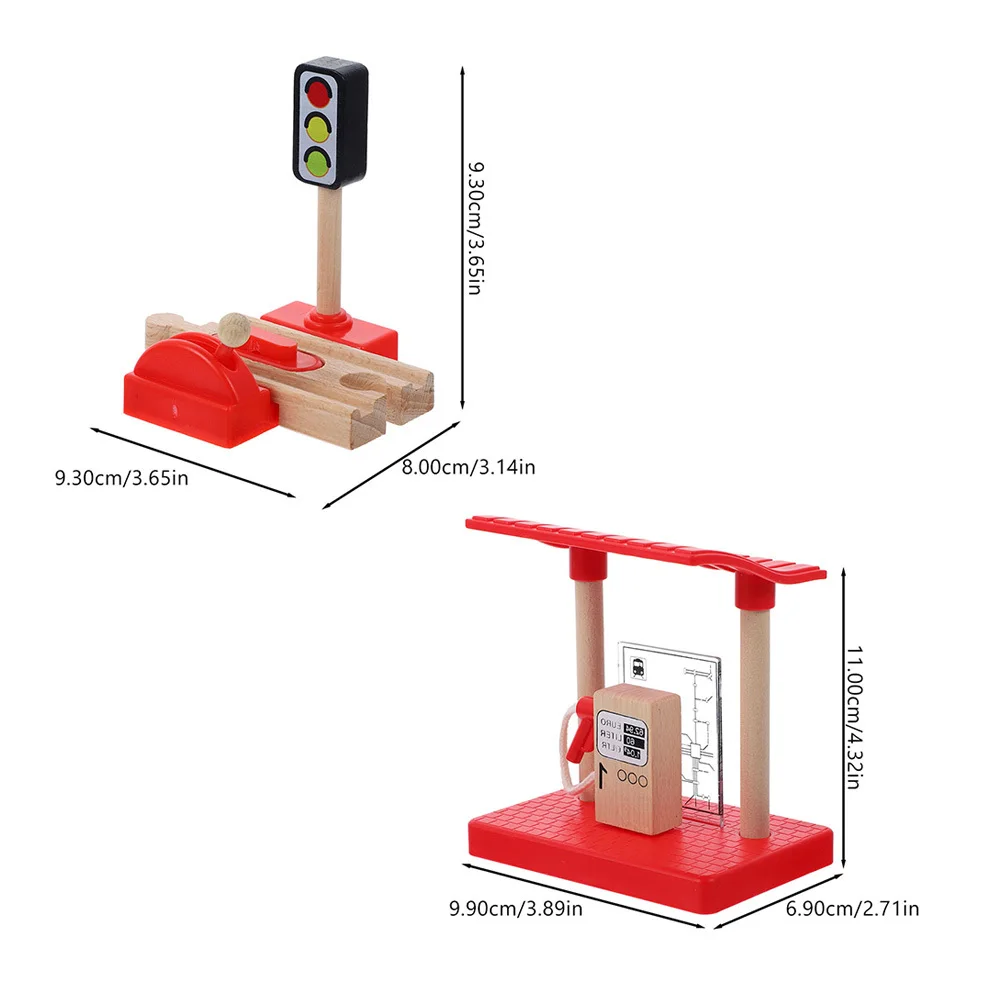 1Set Holz Zug Track Zubehör Simulation Tankstelle Szene Multi-Funktion Rotierenden Griff Lift Straße Block DIY Tankstelle