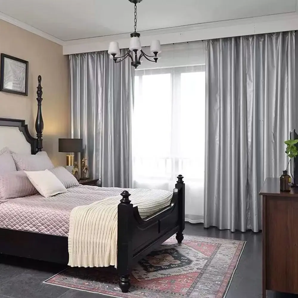New With Hooks Blackout Curtains Thickened Silver Privacy Drapes Rectangle Thermal Insulation Curtain Hotel Bedroom