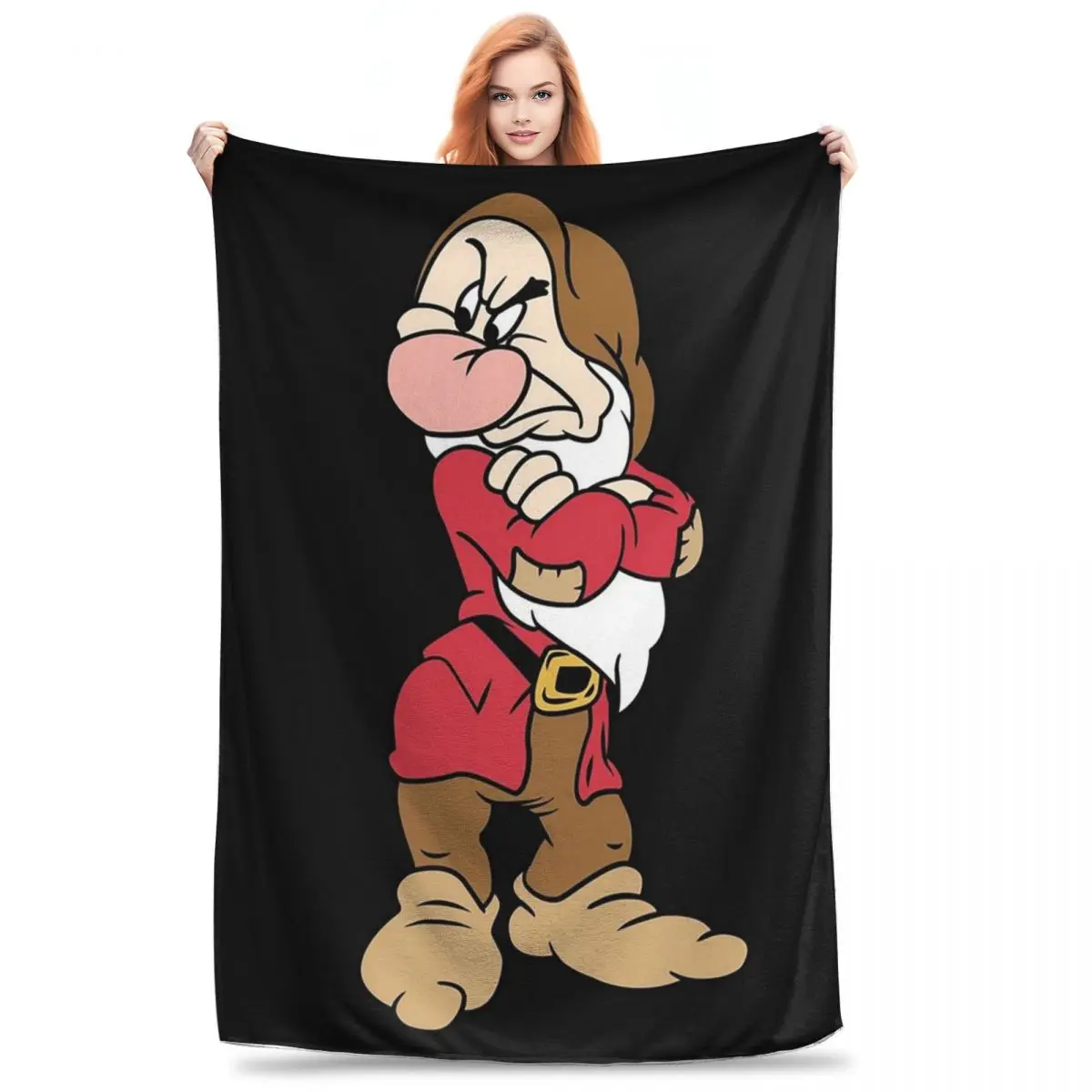 Grumpy Snow White And The Seven Dwarfs Blanket Flannel Portable Sofa Throw Blankets For Couch Bedding Outdoor Throws Bedspread