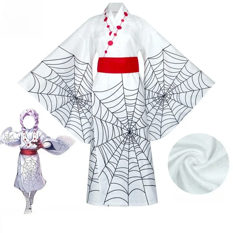 

Anime Demonn Slayer Spider Cosplay Costume Rui Sister Mother Full Set Kimono with Web Pattern for Halloween Carnival Party