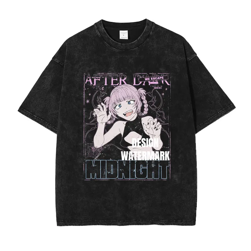 Camisetas de Anime C-Call of The Night, camiseta de gran tamaño Vintage lavada de Nanakusa Nazuna, camisetas de Manga Uguisu Anko, camisetas 100% de algodón