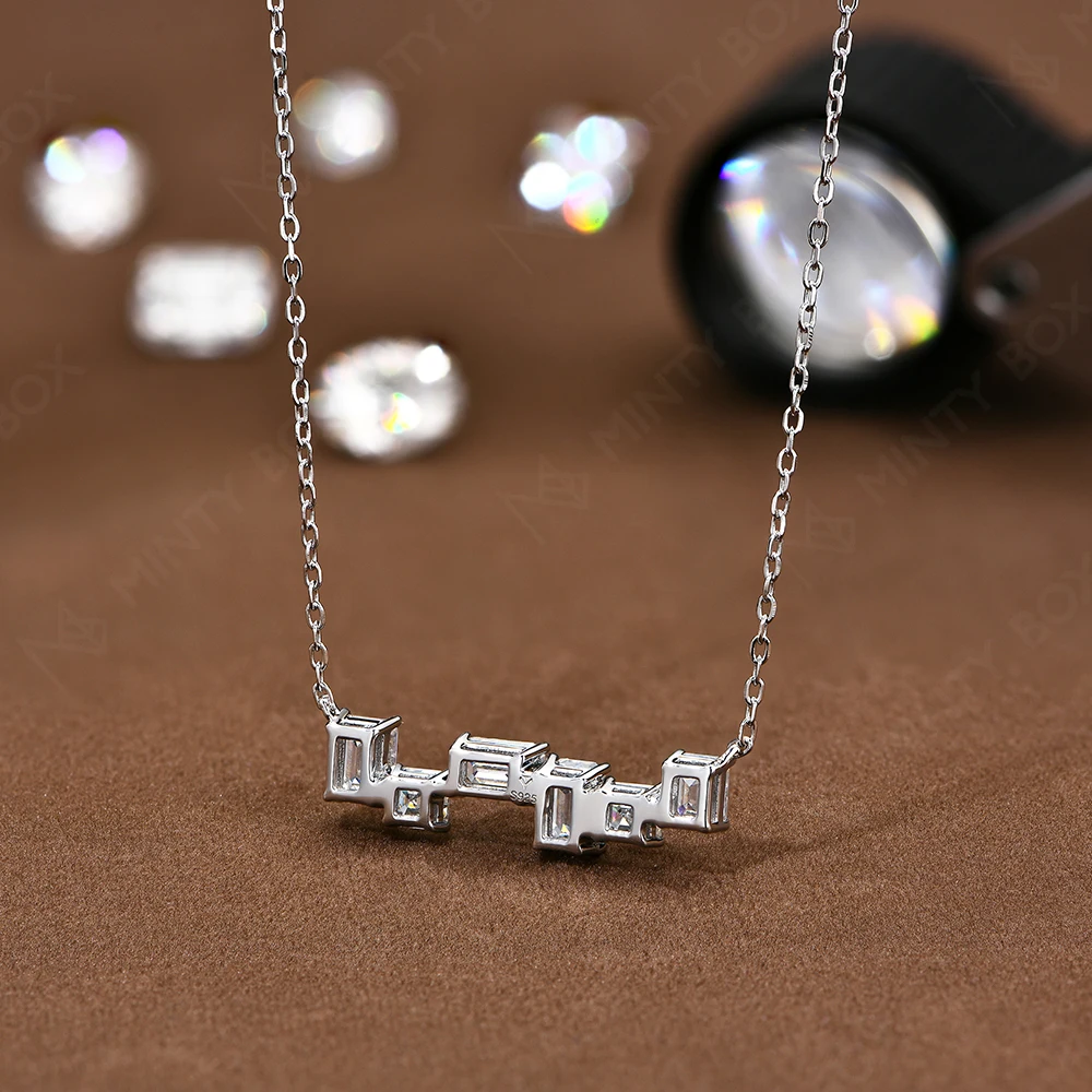 MINTYBOX S925 Sterling Silver Irregular Geometry Moissanite 45cm Necklaces Lab Diamond 18k Gold Plated for Women Wedding Jewelry