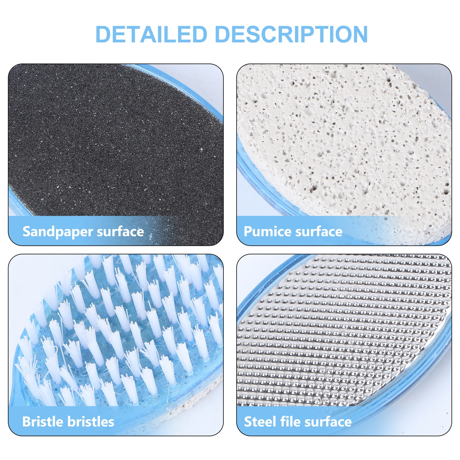 

4 in Foot Grinder Nail File Exfoliation Smoother Kit Brush Pad Rasp Pumice Stone