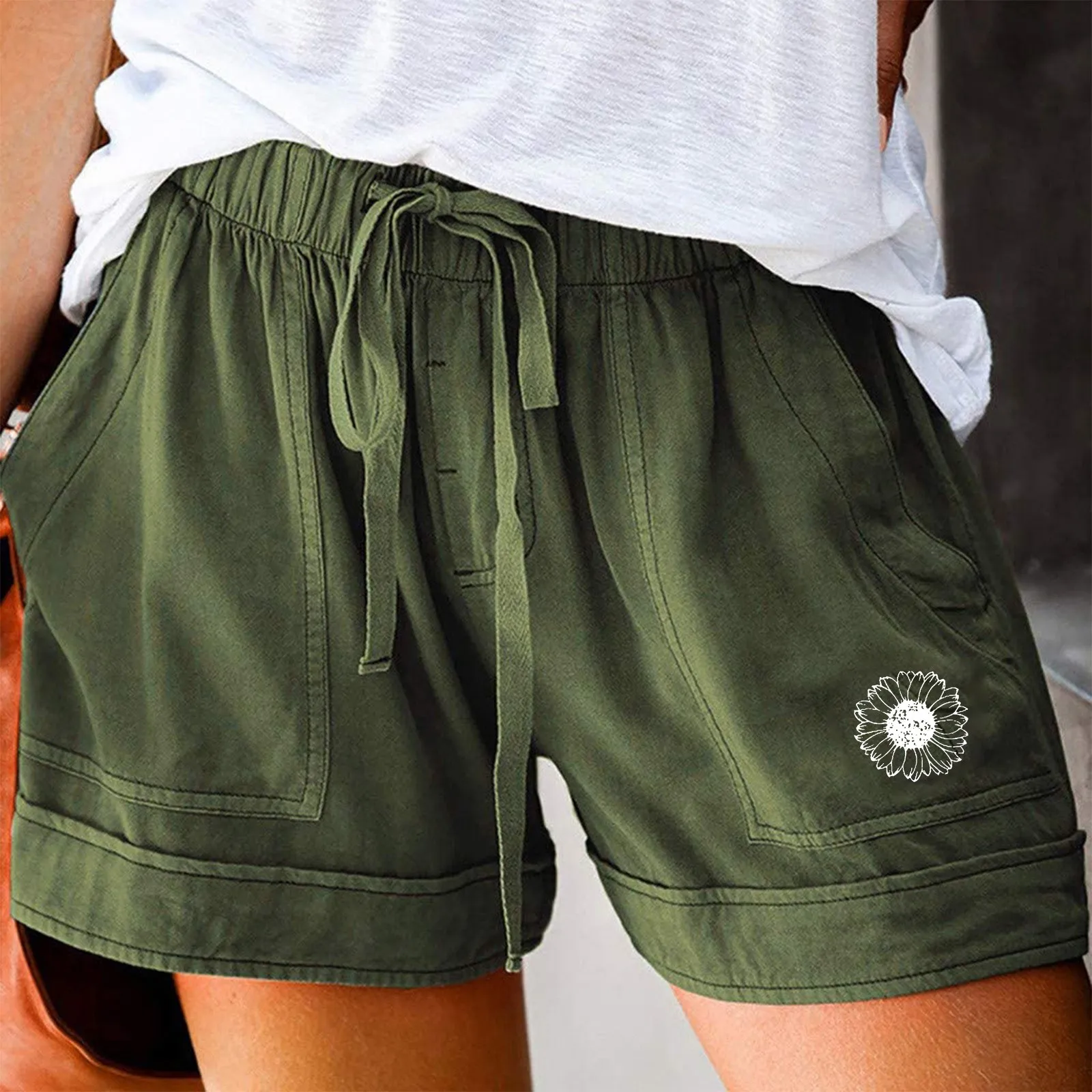 Fashion Casual Elastic Waist Women Shorts Drawstring Mini Hot Short Pants Mujer Spring Summer Loose Comfy Cortos Streetwear