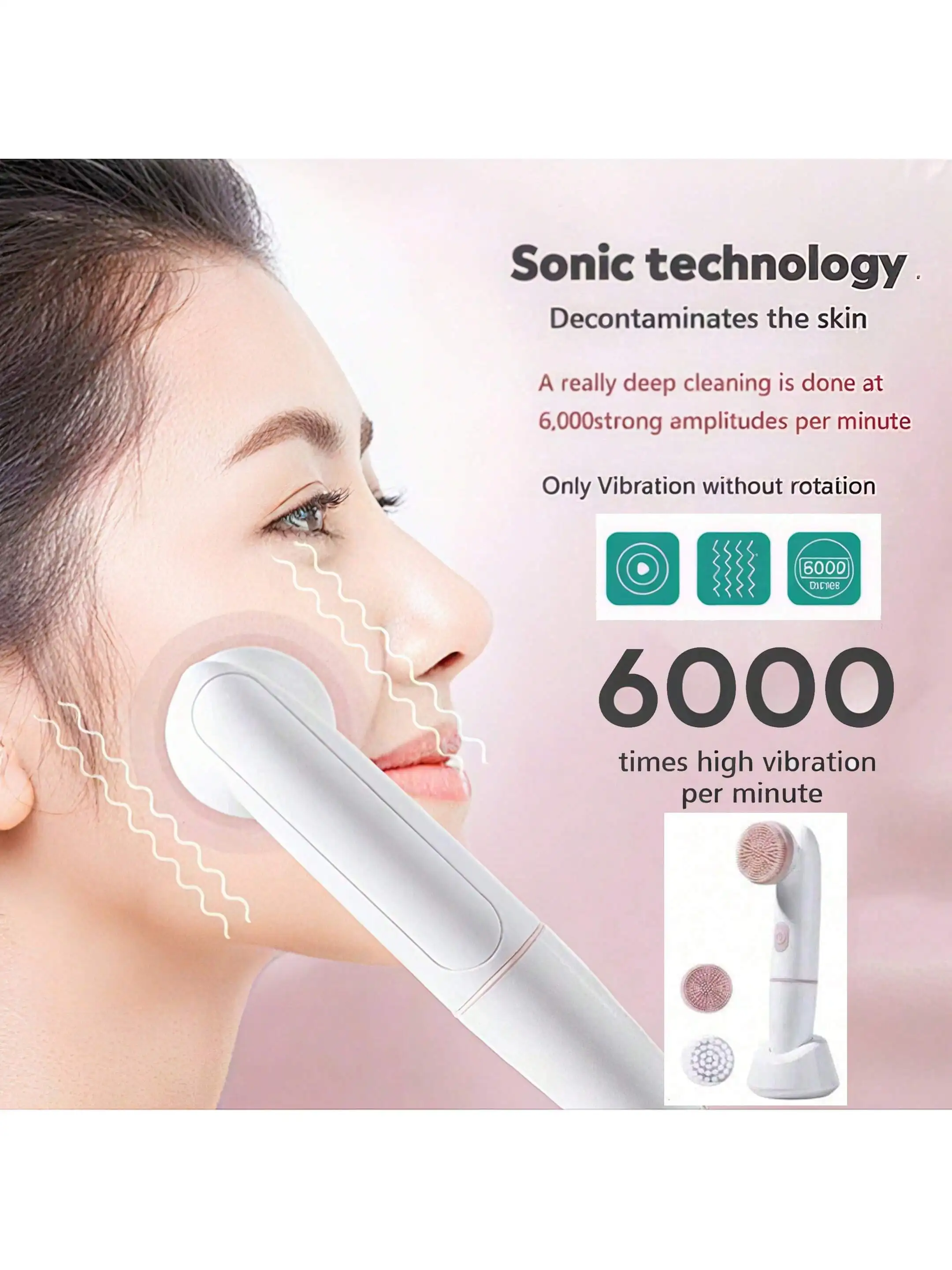 2026 فرشاة تنظيف الوجه الكهربائية مقشر الوجه، منظف الوجه الدوار بالاهتزاز الصوتي يعمل بالبطارية (بدون الخليط) #1