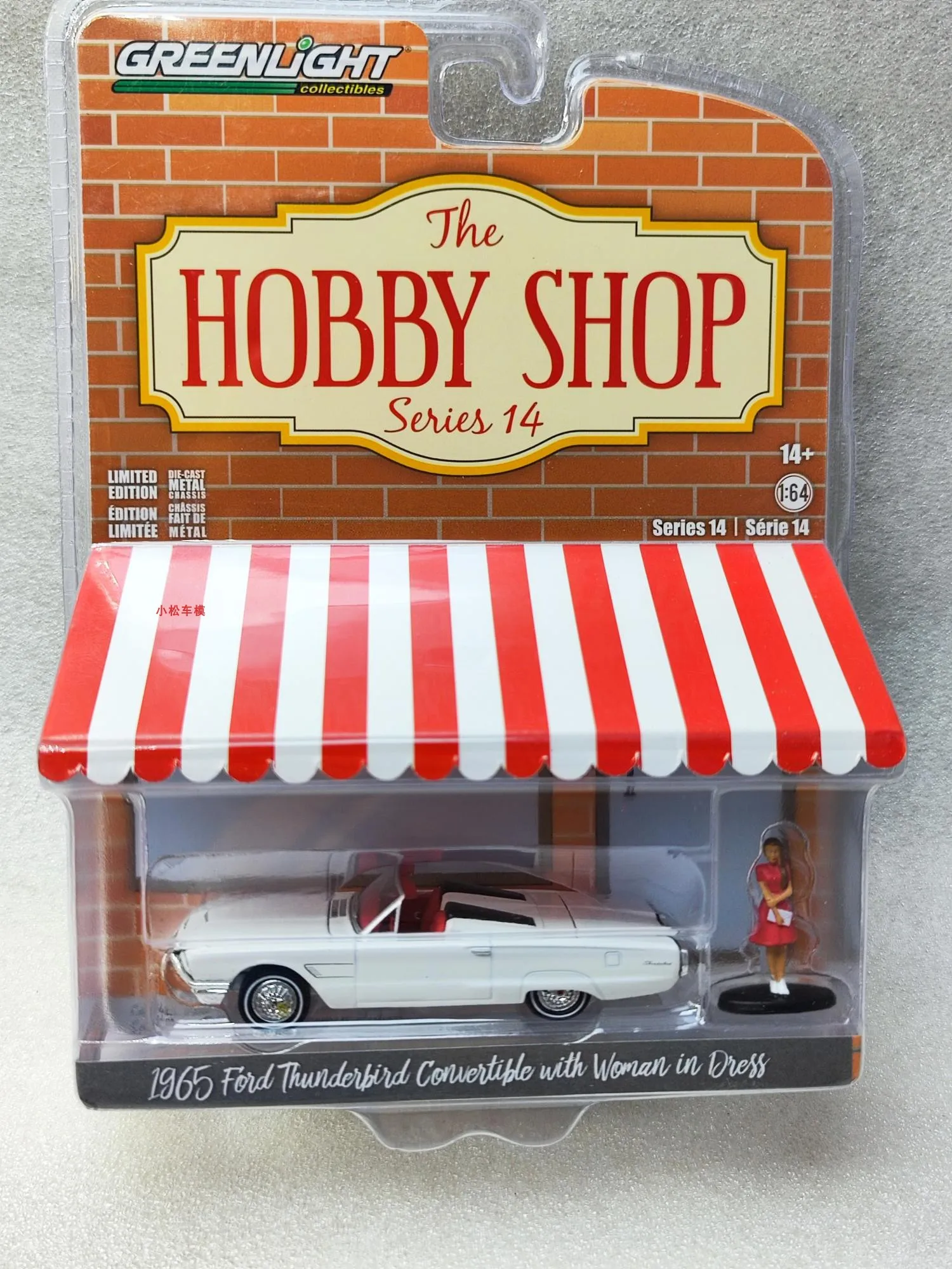 

Greenlight 1:64 1965 Ford Thunderbird Cabriolet Woman in Dress Alloy car model high detail children's decoration ornament gift