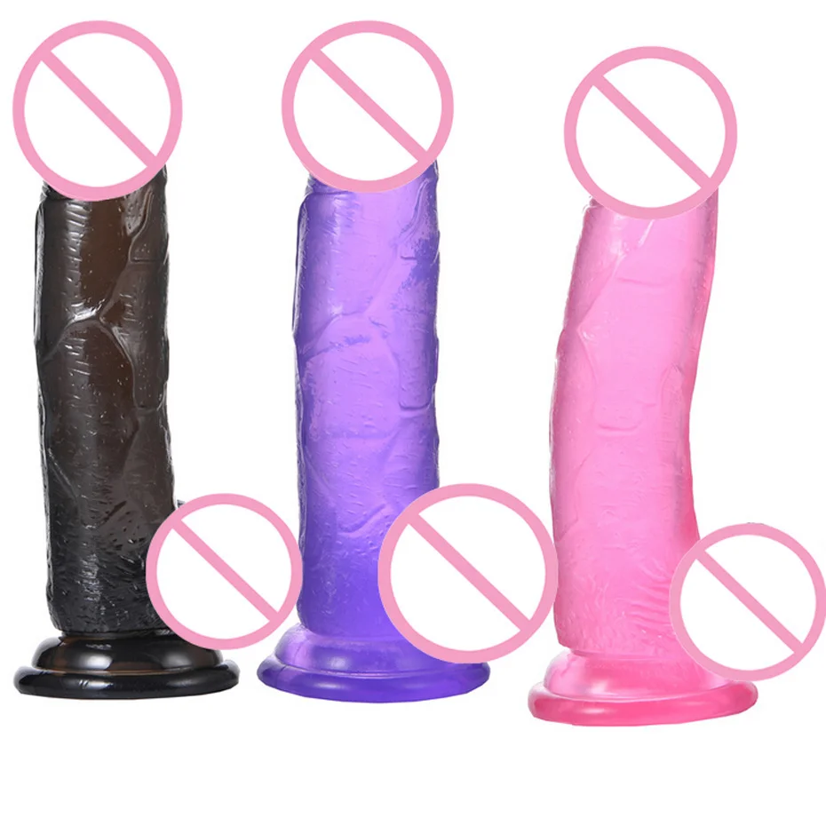 

Big Size Fashion Jelly Realistic Dildo 6.15 Inches Crystal Penis Suction Cup Huge Cock Adult Sex Toys For Women