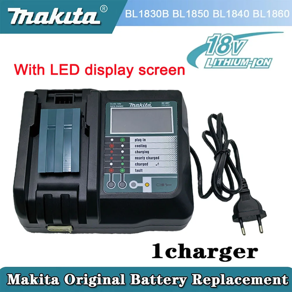 Avec affichage LED Makita Original DC18RC Li-ion chargeur de batterie 14.4V 18V Bl1830 Bl1430 Dc18Ra puissance électrique DC18Rct 3A charge