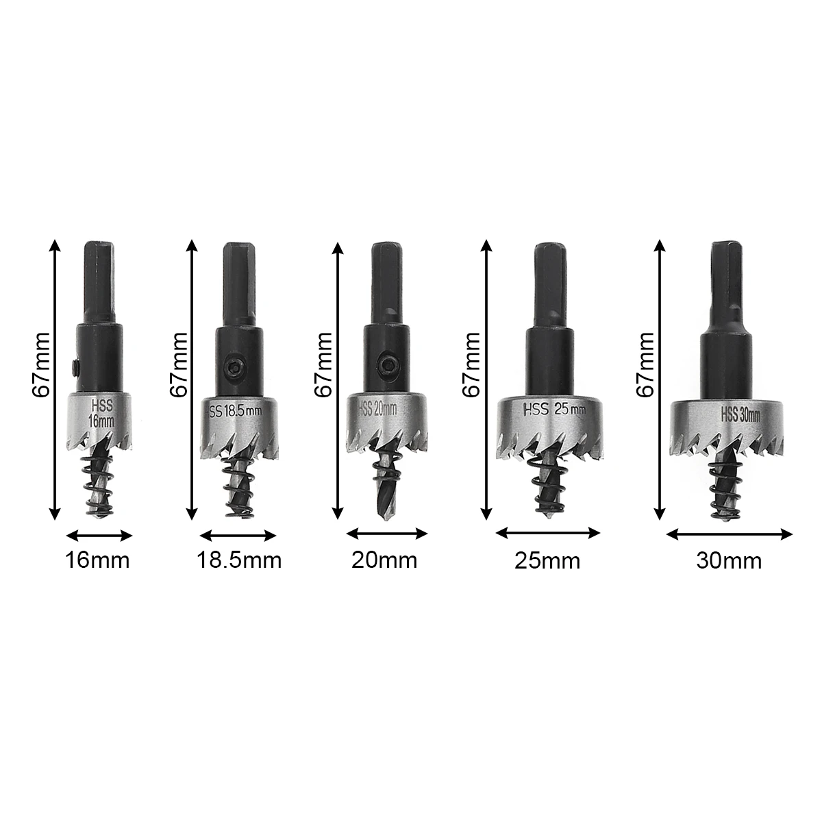 5 Cái/lốc Mũi Khoan HSS Lỗ Cưa Bộ Thép Không Gỉ Kim Loại Hợp Kim 16 18.5 20 25 30Mm