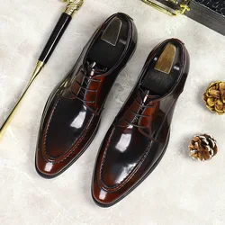 Luxury Men's Oxford Shoes Fashion Italian Leather Shoes Formal Men's Shoes Black Brown Lace Up Wedding Office Dress Leather Shoe