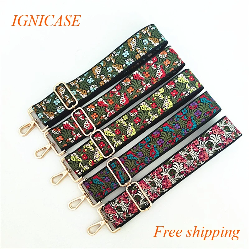 IGNICASE New Bag Shoulder Strap New Fashion Printed Women's Bag Long Shoulder Strap Color Ethnic Style Bag Parts Accessories