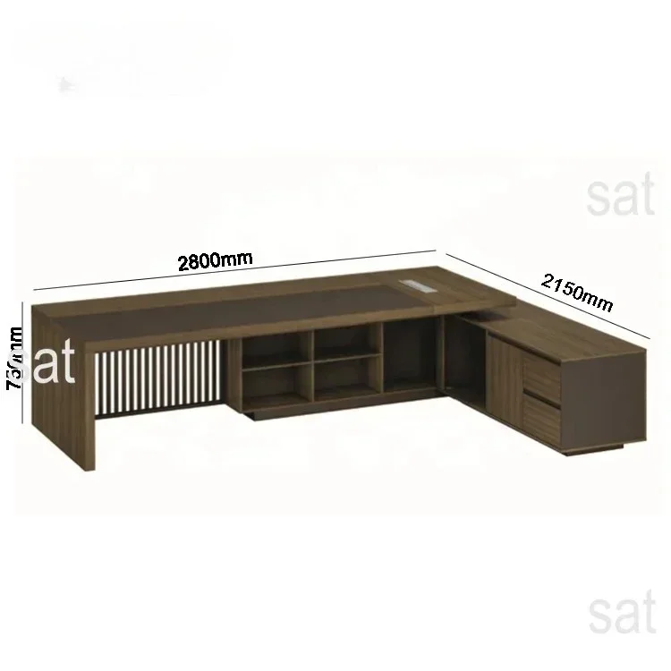 Personalized Wooden Large Class Executive Office Ceo Table With Combination Lock Pedestal L Shape Wooden Scrivania Ufficio Lusso