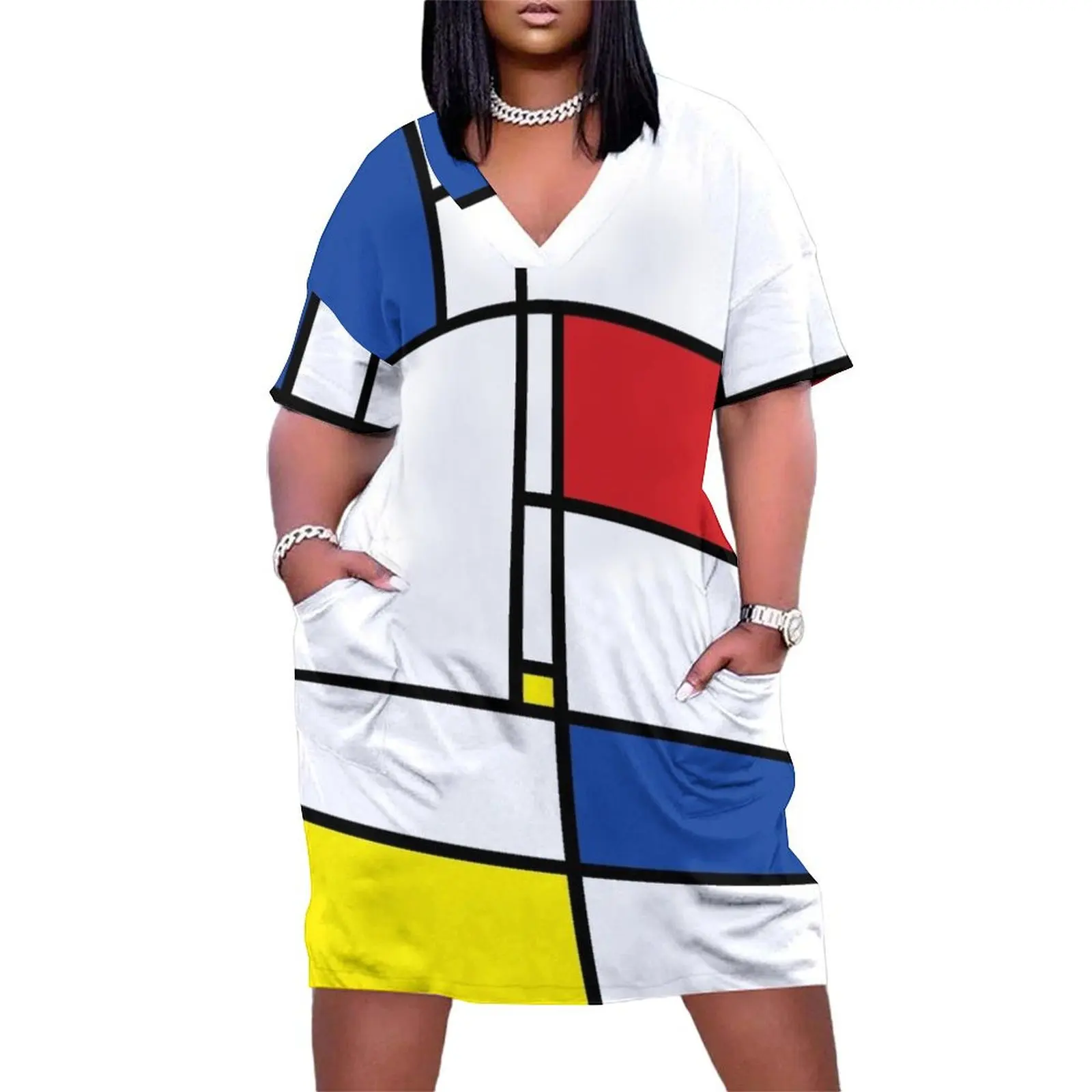 

Mondrian Minimalist De Stijl Modern Art I.I  fatfatin Loose Pocket Dress Party dresses fairy dress summer dresses ladies 2024