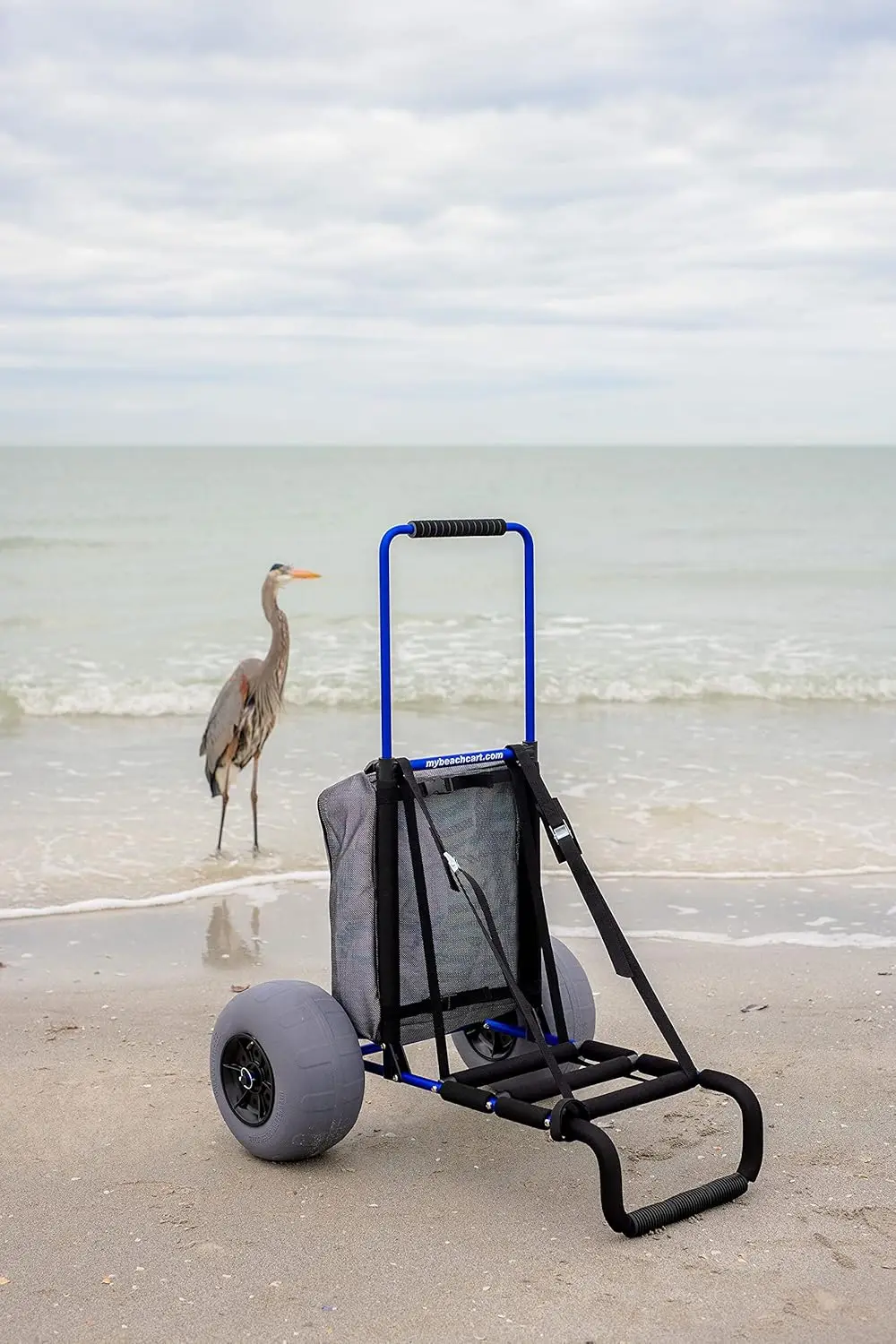 The Original Patented NO Rust Aluminum Foldable Beach Cart 13 INCH Big Wheels Balloon Tires for Sand Heavy Duty. Often Imitated