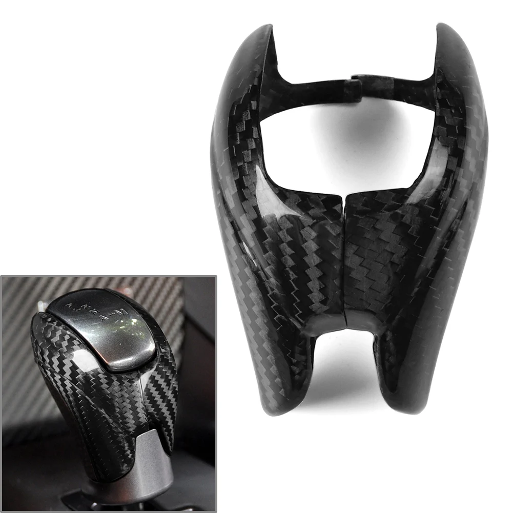 Car Knob Cap Gear Shift Head Trim Cover 2pcs For Nissan GTR R35 08-2016 Carbon Fiber Black