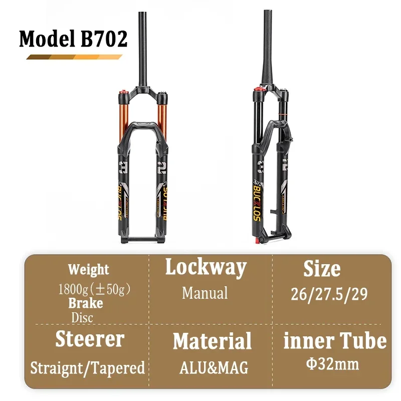 BUCKLOS 29 pollici 140mm Travel MTB Air Suspension Fork Rebound 26/27.5/29in Thru Axle 100*15mm forcella per bici tubo dritto/conico