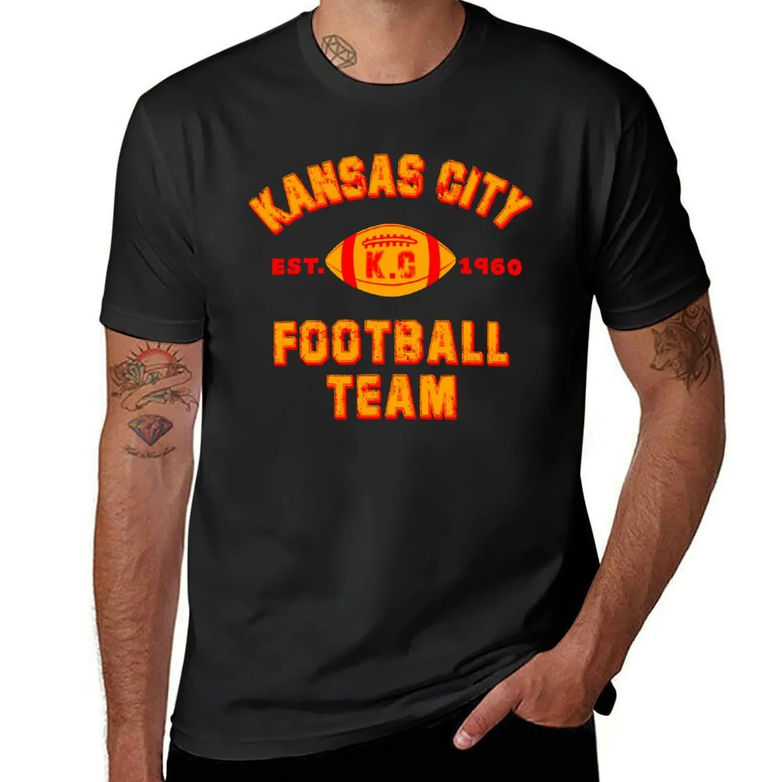 Kansas city football team est 1960 chiefs jersey T-shirt summer tops blacks men workout shirt