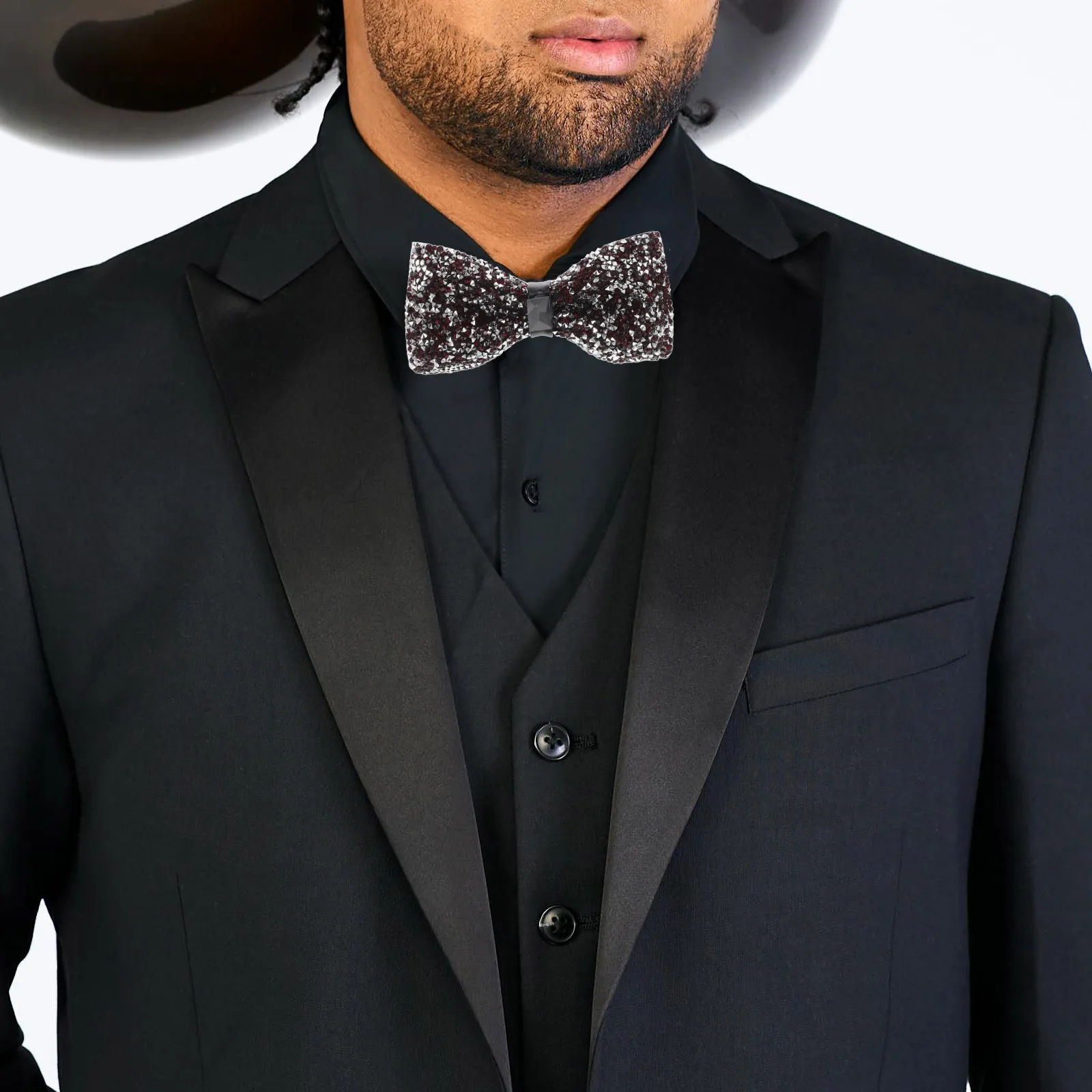 

Sparkly Rhinestone Bow Tie for Men Full Sequin Glitter Design Self Tie Nightclub Party Accessory Trendy Formal Wear Shine