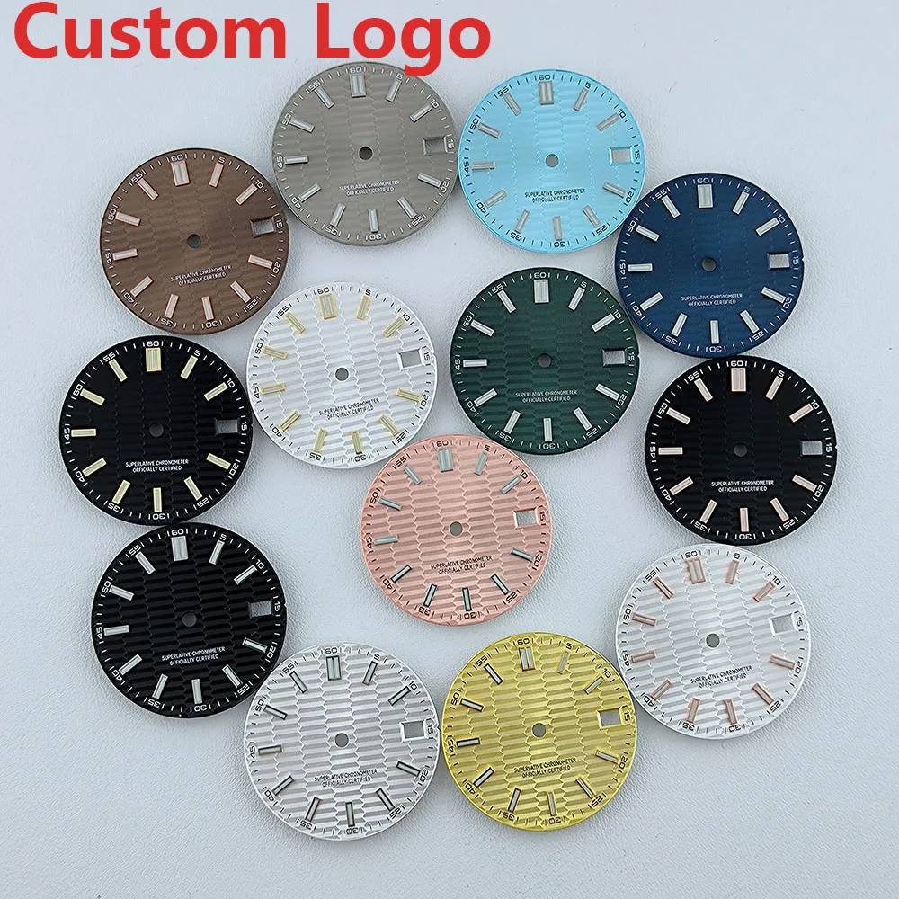 NH35 Dial 28.5mm Watch Dial Custom logo Dial Green Luminous dial fit NH Series movement watch accessories