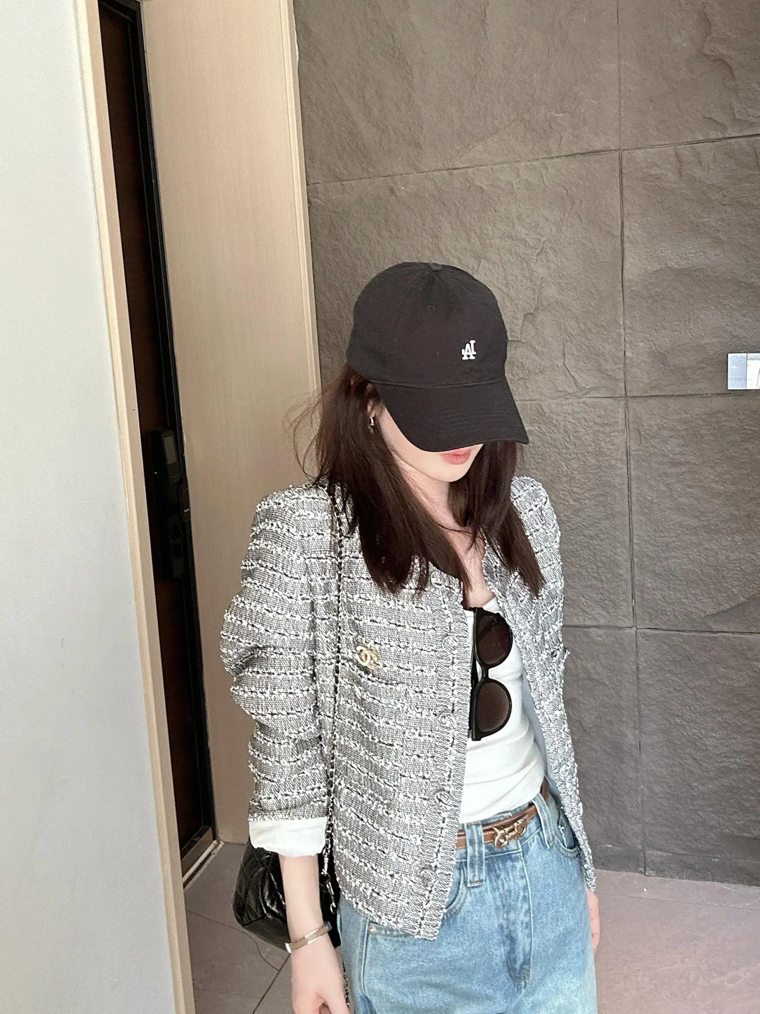 

Ele ort round Ne Padded Jaet in ey for Women Retro Luxury Quilted Coat Classic Sle Spring Faion Ladies Coat