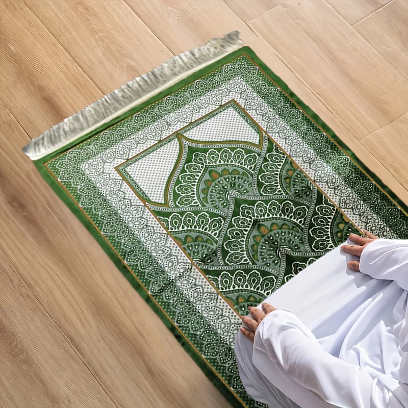 VIKAMAPortable Islamic prayer mat for pilgrimages, foldable home kneeling mat for Muslims, suitable for indoor and outdoor pilgr