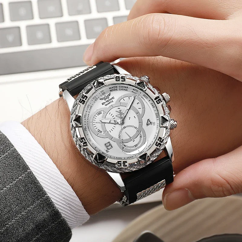 Random Surprise Blind Box Men's Sports Quartz Watch Large Dial Silicone Strap Male Wrist Watch Fashion Birthday Gift For Him view 5