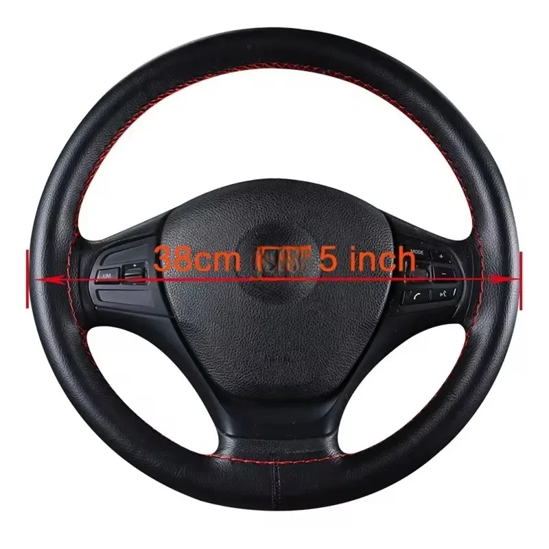 1PC DIY Soft Fiber Leather Steering Wheel Covers Universal braid Car steering-wheel With Needles And Thread Interior accessories image 2