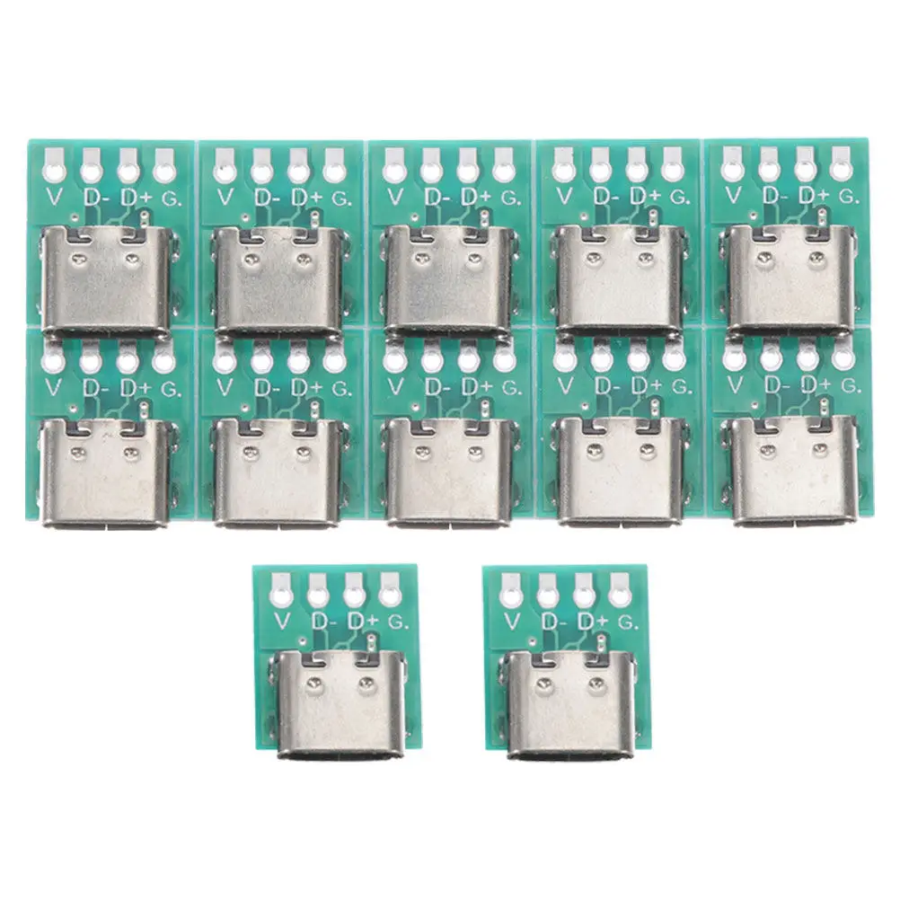 12Pcs USB C Board High Durability Zinc Alloy Pcb Connector DIY Repair Data Transmission USB 3.1 Type Connector