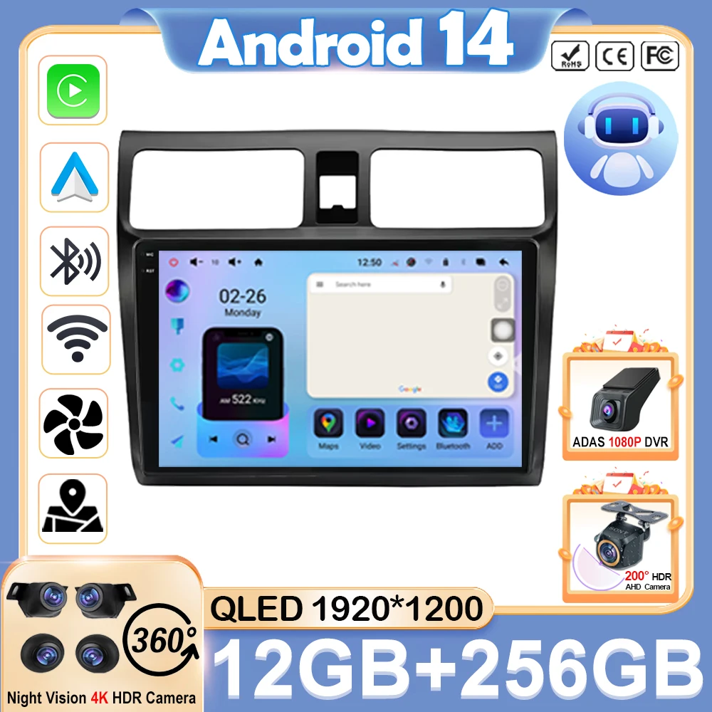 

Android Radio Android 14 For Suzuki Swift 3 2003 - 2010 Car Radio Player Carplay Touch Screen GPS Navigation No 2din DVD 5G WIFI