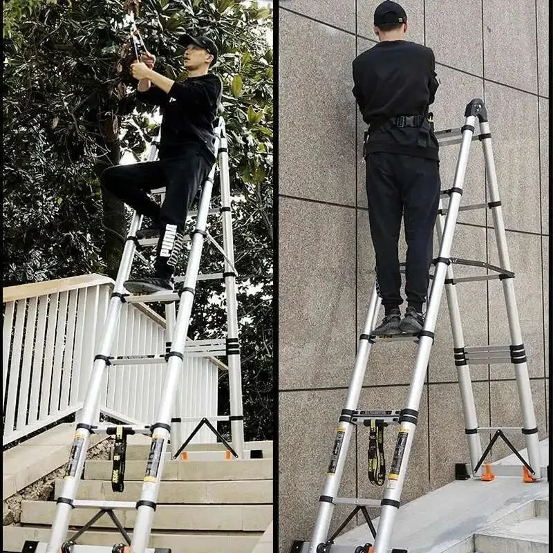 다목적 산업용 헤링본 사다리 안정적인 텔레스코픽 알루미늄 사다리 접이식 사다리 엔지니어링 리프팅 계단
