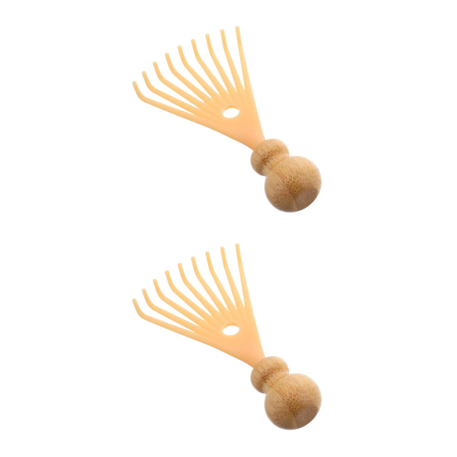 

2pcs Head Massager Handheld Scalp And Temple Massage Tool Relaxing Massage And Scratcher For Hair Stimulation Beige