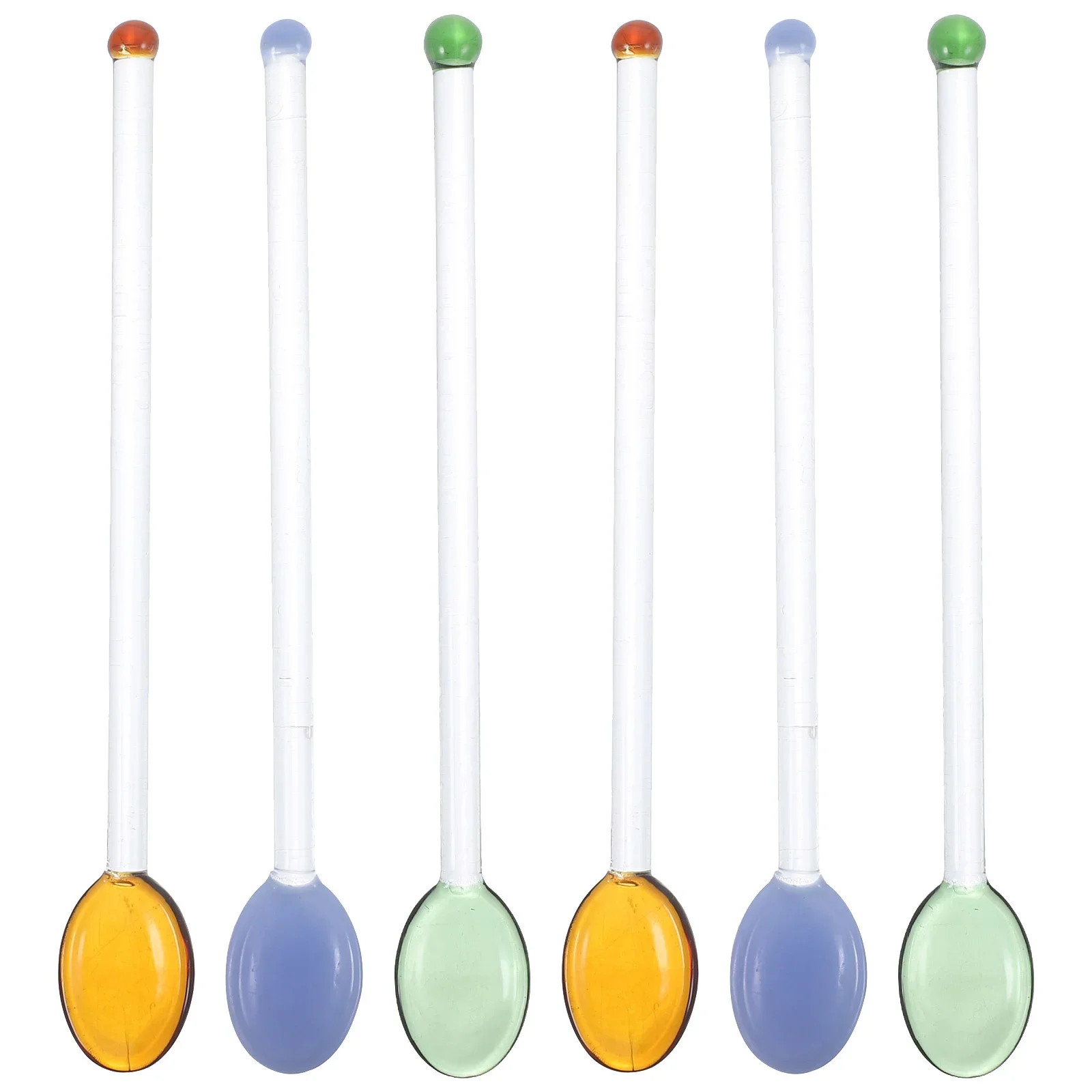 

Transparent Long Handle Glass Milk Drink Round Shape Lovely Stirrers Swizzle Stirring Rods for Household (Assorted Color) Laddle